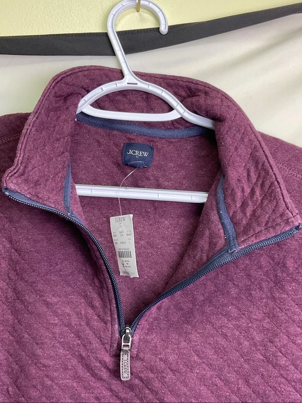 J. Crew Men's Quilted Turtleneck Half-Zip Sweater - Plum